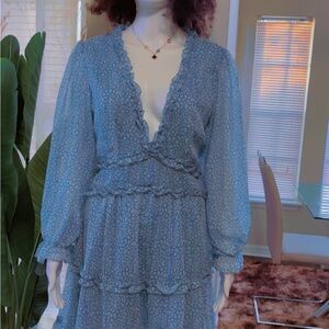 Elegant Blue Ruffle Dress